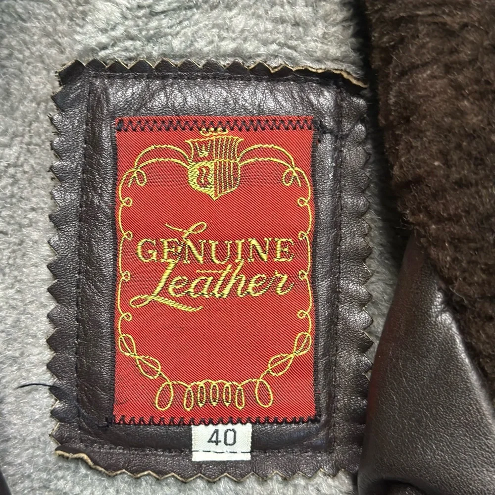 Brown and Black Bomber Jacket with Shearling Collar